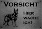 Preview: Edelstahl Warnschild Deutscher Schäferhund VORSICHT Hier wache ich!